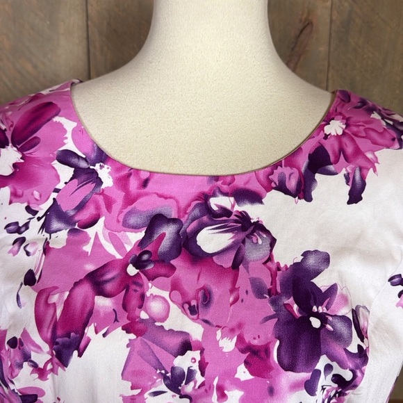 Boston Proper pink floral peplum blouse Size 14 - Picture 5 of 11
